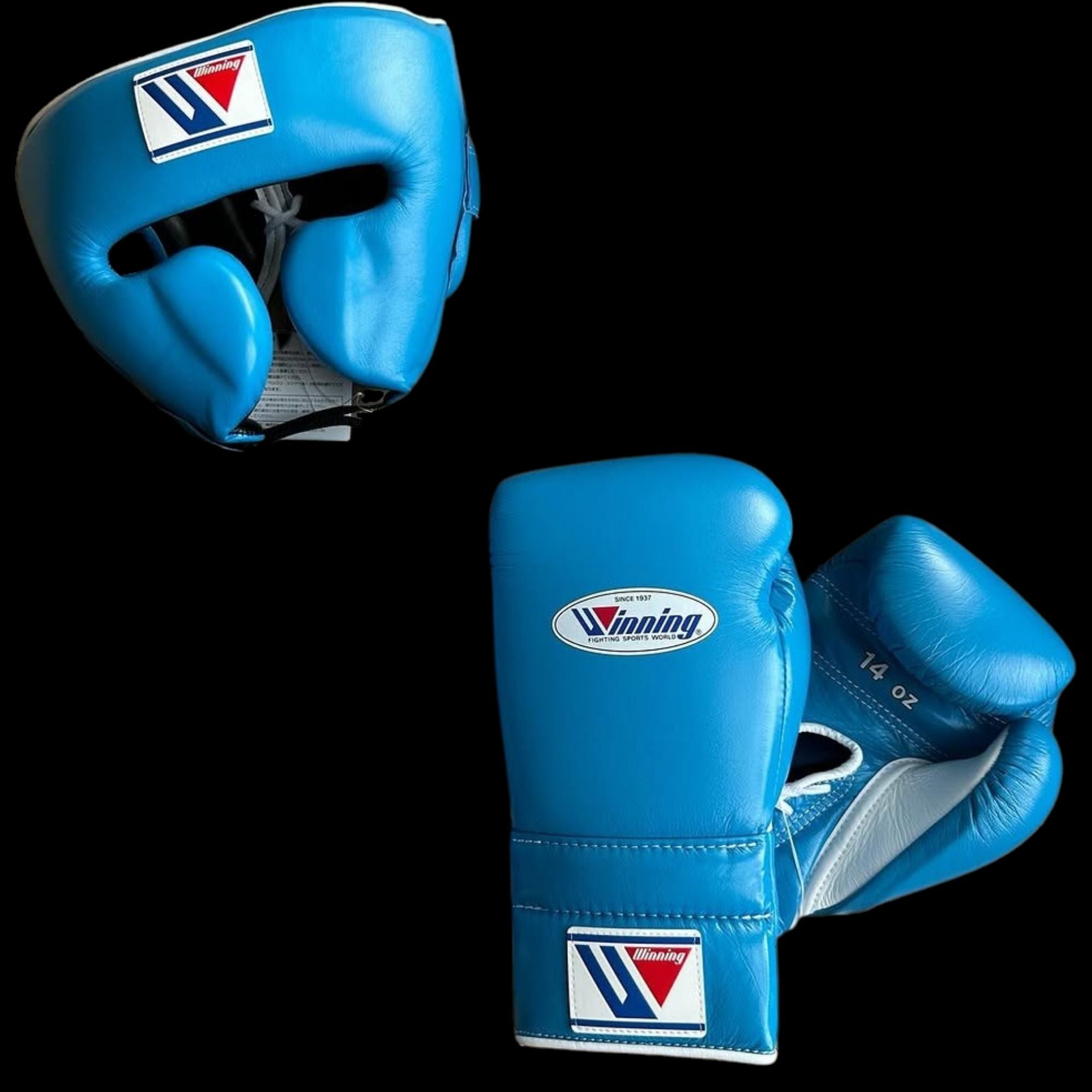 Sky Blue White Winning Boxing Gloves set, Winning Boxing Glove winning head guard, winning boxing set Winning Lace up Boxing Glove set, Boxing Glove set, Winning boxing gear set, PF Fitness Gear